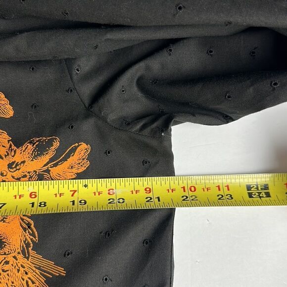 GF FERRE Vintage Printed Embroidered Black Button Up Shirt Eyelet Slim Fit M-L - Picture 14 of 14